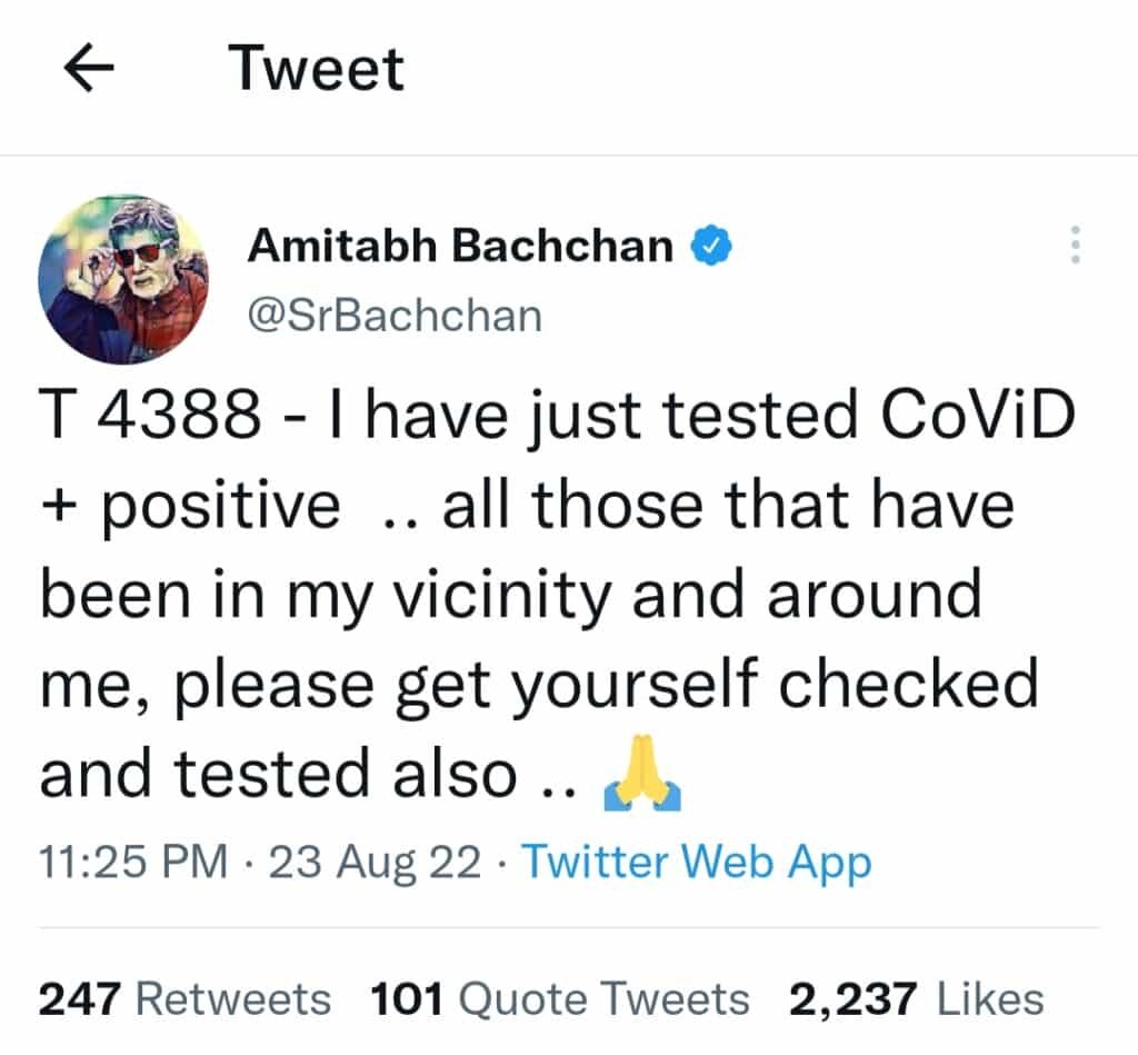 Big B Covid-19 Positive 