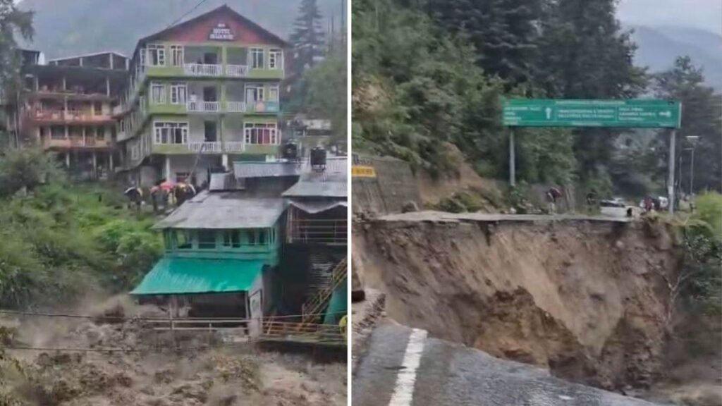 Flood in Manali: मनाली में ब्यास नदी के उफान से जल का तांडव, दुकानें और इमारतें हुईं ध्वस्त