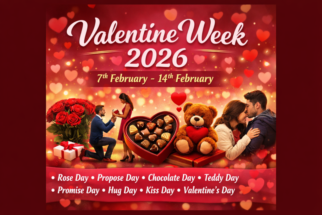 Valentine Week 2026 : 7 फरवरी से 14 फरवरी तक प्यार का त्यौहार, जानिए वैलेंटाइन वीक के हर दिन का महत्व