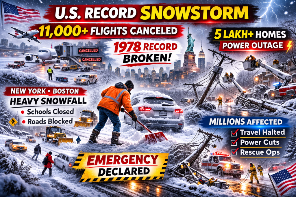 Emergency in America : अमेरिका में अघोषित इमरजेंसी! 11,000 उड़ानें रद्द, 5 लाख घरों की बिजली गुल Emergency in America : अमेरिका में अघोषित इमरजेंसी! 11,000 उड़ानें रद्द, 5 लाख घरों की बिजली गुल