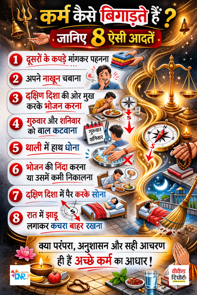 Karma and Daily Habits : क्या आप भी करते हैं ये गलतियां? इन 8 आदतों से बिगाड़ सकता हैं आपका कर्म 1 www.dailynewsreport.in 20260228 074410 0000 www.dailynewsreport.in 20260228 074410 0000 Karma and Daily Habits