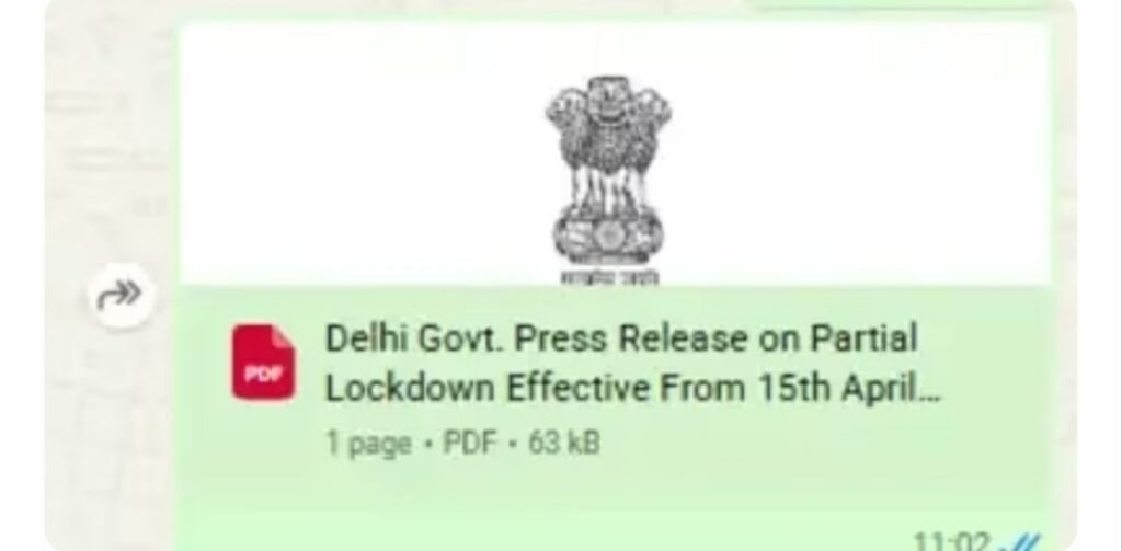 Viral Lockdown WhatsApp PDF : ‘वॉर लॉकडाउन नोटिस’, 15 अप्रैल से दिल्ली में लॉकडाउन? 1 अप्रैल को वायरल हुए PDF का सच जानिए 2 IMG 20260401 201545 IMG 20260401 201545 Viral Lockdown WhatsApp PDF