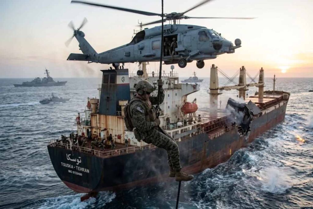 US Navy Seizes Iranian Ship : होर्मुज में हाई वोल्टेज ऑपरेशन: अमेरिकी नौसेना ने ईरानी जहाज पर किया कब्जा, बढ़ा तनाव