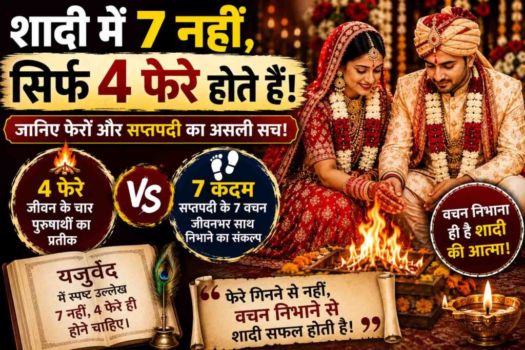 Wedding Phere Facts : शादी में 7 नहीं, 4 फेरे होते हैं! वेदों के अनुसार क्या है विवाह का असली नियम? जानिए सप्तपदी और फेरों का पूरा सच