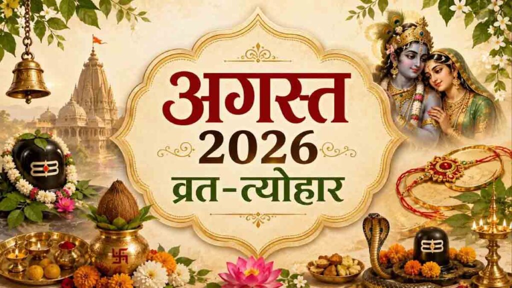 August 2026 Vrat Tyohar Calendar: सावन 2026 का संपूर्ण व्रत-त्योहार कैलेंडर, जानें हरियाली तीज, शिवरात्रि, रक्षाबंधन और ग्रहण की तारीखें August 2026 Vrat Tyohar Calendar: सावन 2026 का संपूर्ण व्रत-त्योहार कैलेंडर, जानें हरियाली तीज, शिवरात्रि, रक्षाबंधन और ग्रहण की तारीखें